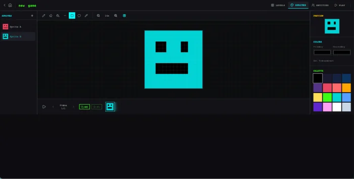 단독 에이전트의 스프라이트 에디터에서 스프라이트 제작