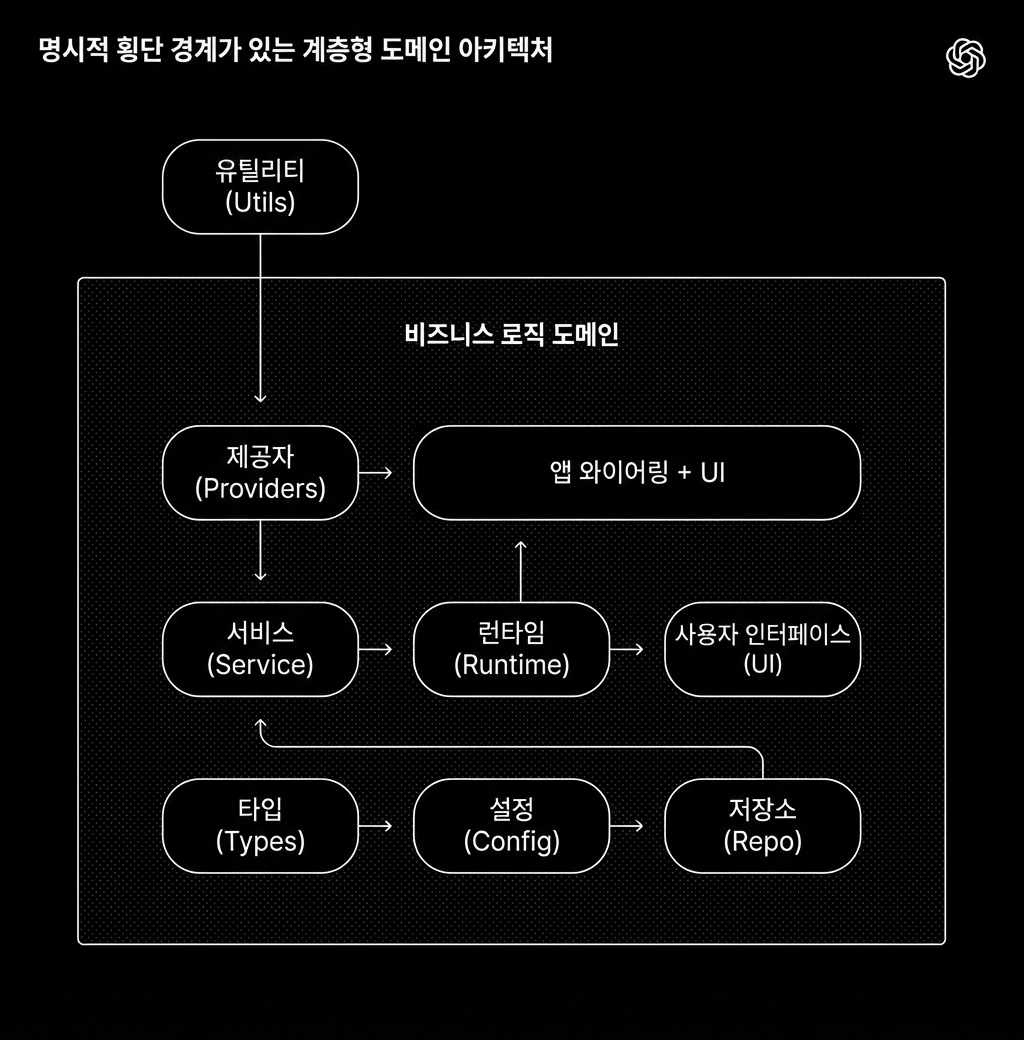 Layered domain architecture with explicit cross-cutting boundaries