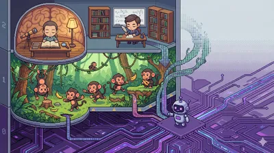 인간의 두뇌와 AI 시스템이 연결되어 새로운 인지 시스템을 형성하는 개념적 일러스트레이션