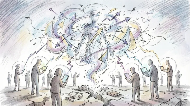 벡토파시즘을 상징하는 디지털 벡터와 정보 흐름 일러스트레이션